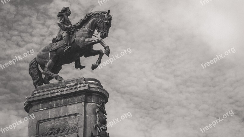 Statue Horse Monument Black And White Zacatecas