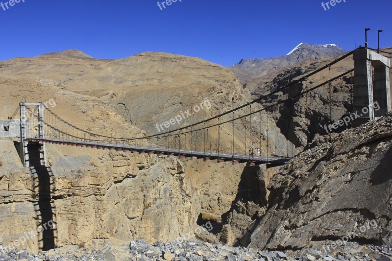 Spiti Valley Bridge Nature Path Landscape