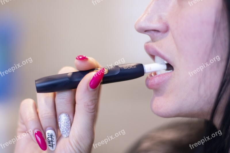 Girl Cigarette Smoking Lips Manicure