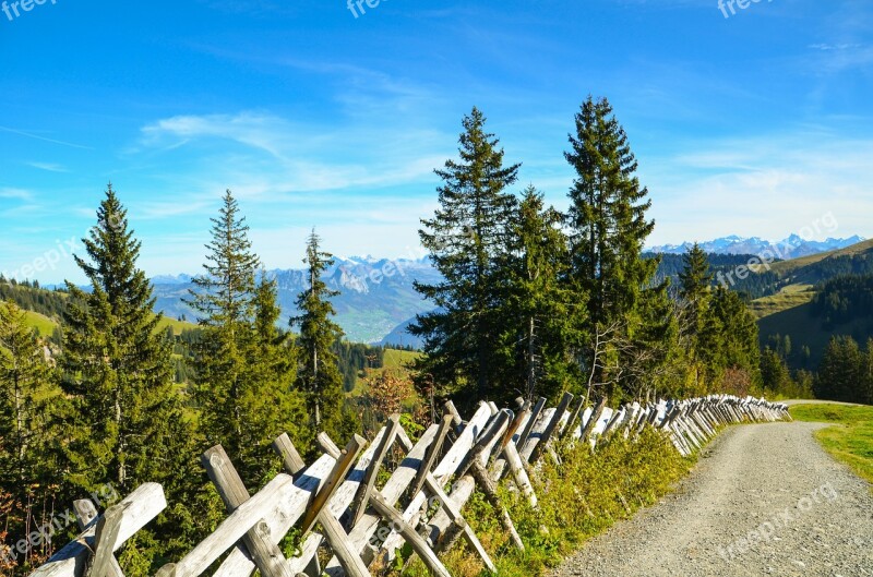 Hiking Trail Distant View Away Fence