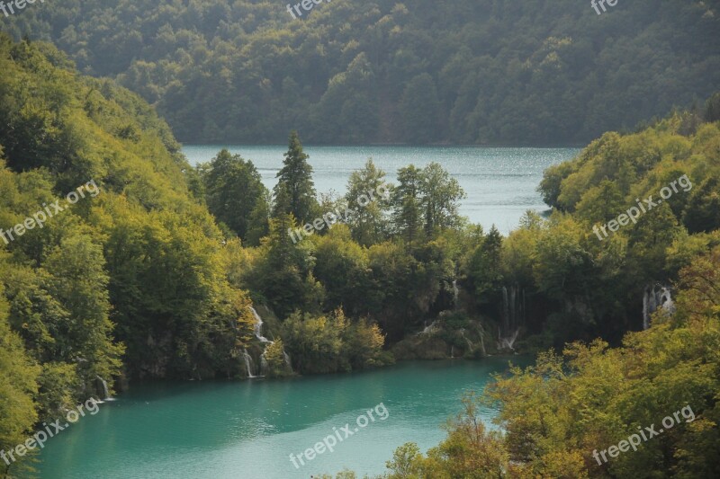 Plitvice Lakes Waterfalls Croatia National Park Waterfall