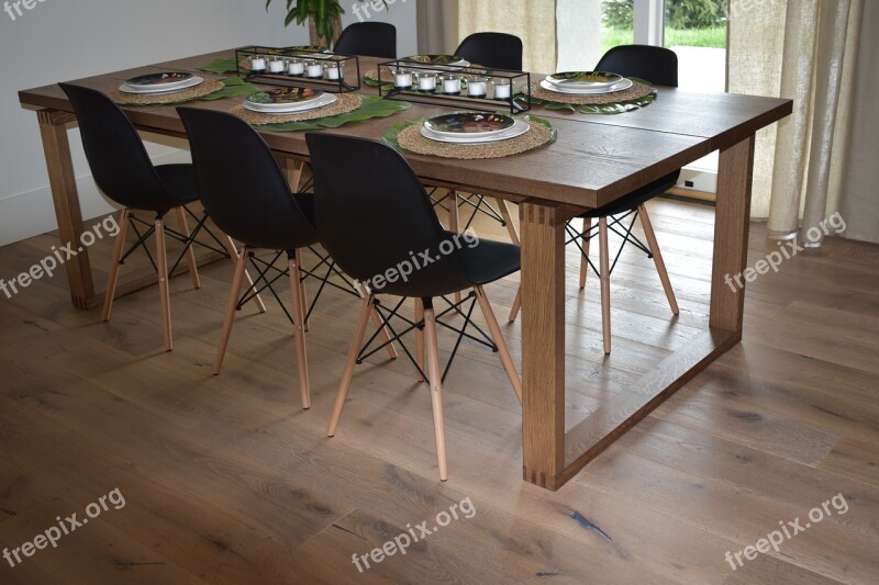 Table Kitchen Wood Interior Wooden