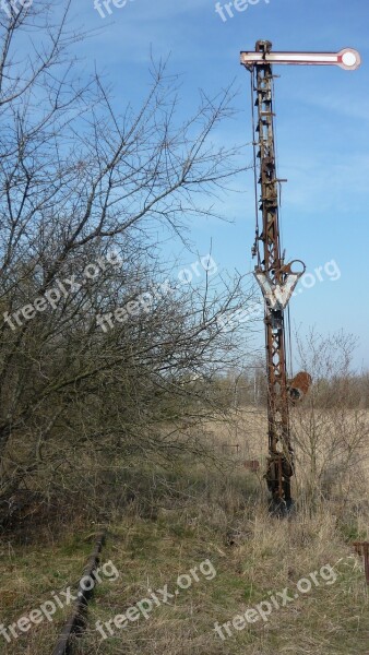 Railway Station Abandoned Signal Shrubs Railway