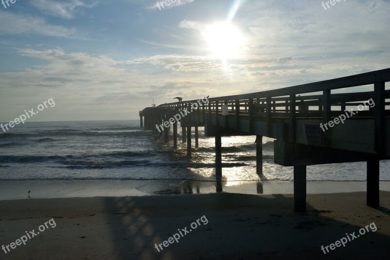 Fishing Pier Structure Landscape Ocean Sea