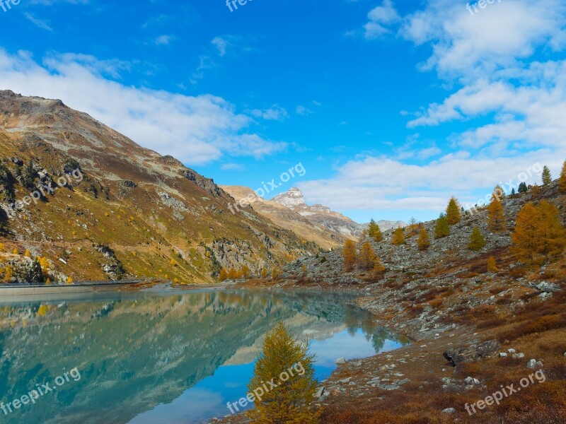 Alps Dam Moiry Lake Switzerland