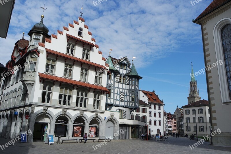 St Gallen Historic Center Timber Framed Houses Historically Switzerland