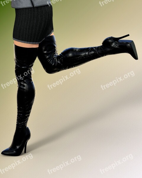 Leather Legs Boots Woman Rock