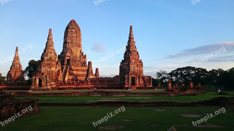 The Old Temple Ayutthaya Measure Thailand Ancient