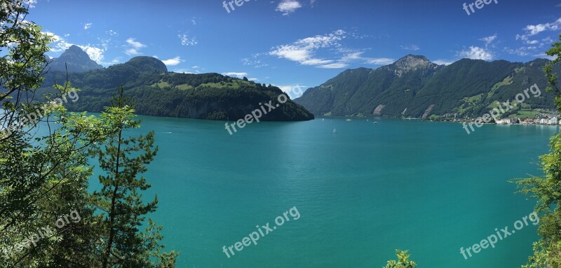 Lake Lucerne Region Lake Switzerland Blue Sky