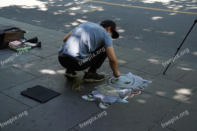 Street Artist Cartoon Characters Audience Instrument Fun