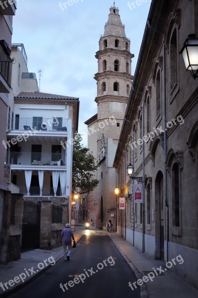 Alley Palma Twilight Streetlights Spain