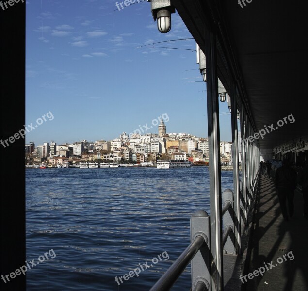 Landscape Estuary Galata Galata Tower Galata Bridge