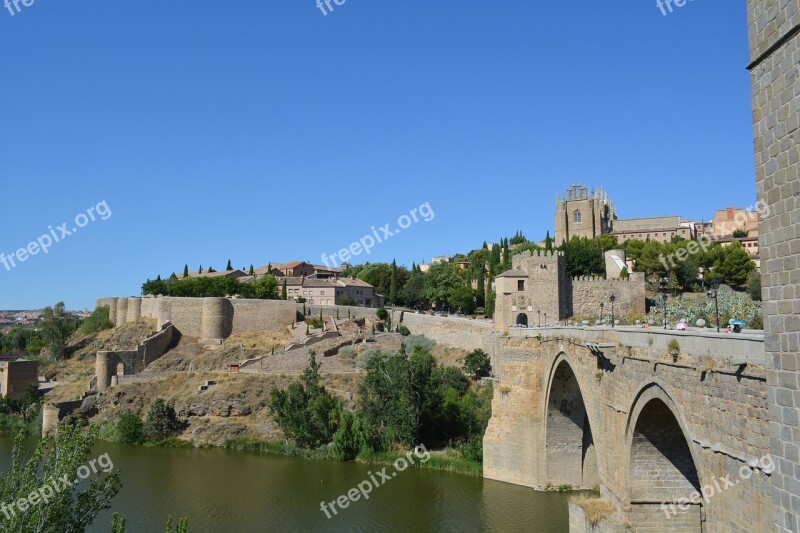 The City Of Toledo Spain Bridge Tourist Europe