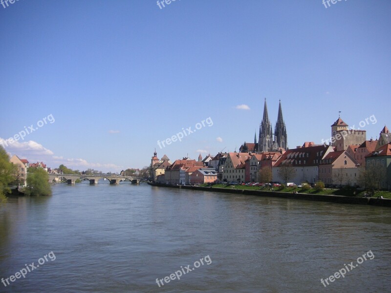 Regensburg Danube River Historically Stone Bridge