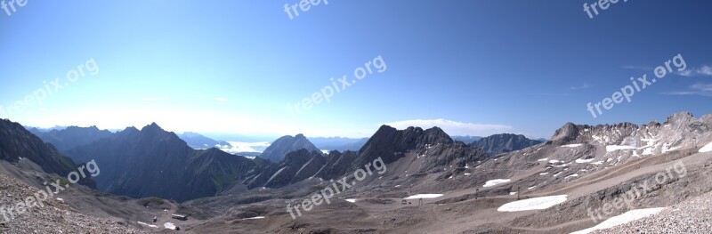 Alpine Panorama Zugspitze Blue Alpine Sky