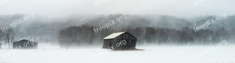 Barn Winter Snow Indiana Rural