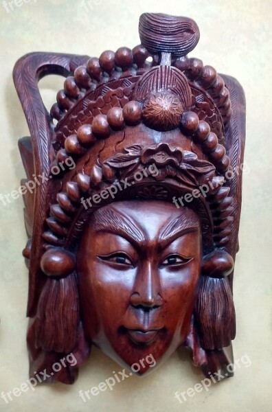 Wooden Asian Mask Chinese Mask Wood Carving Mask Asian