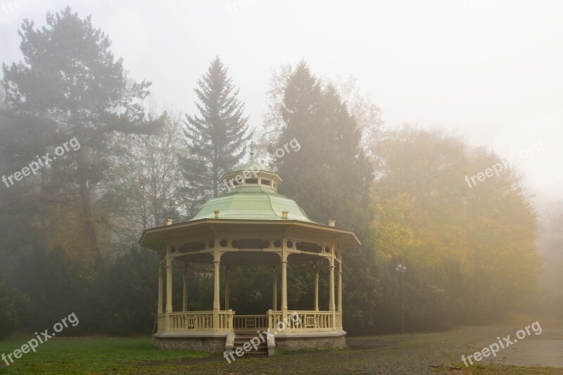 Summer-house Park Spa Autumn Fog