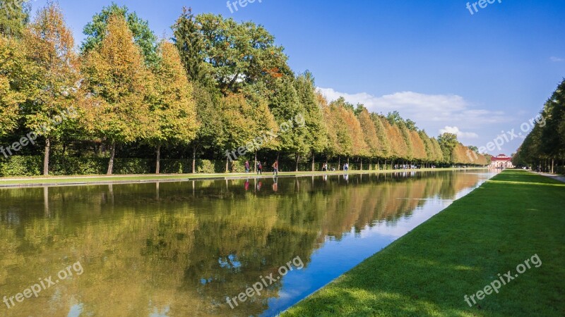 Schlossgarten Autumn Colours Water Reflection Free Photos