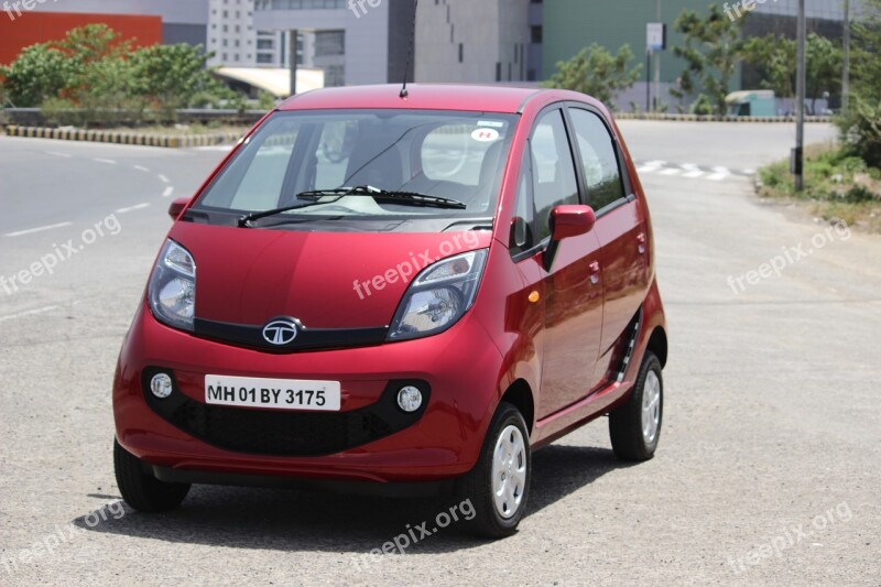 Tata Nano Car Red Car India Tata Motors