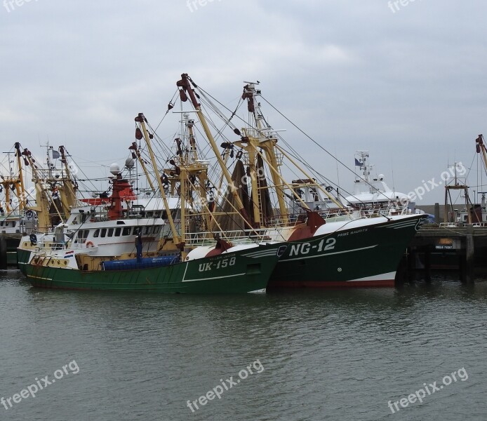 Father And Son Trawler Ship Fishing Vessel Port