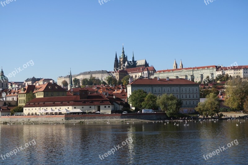 Prague Autumn Vltava City Czech Republic