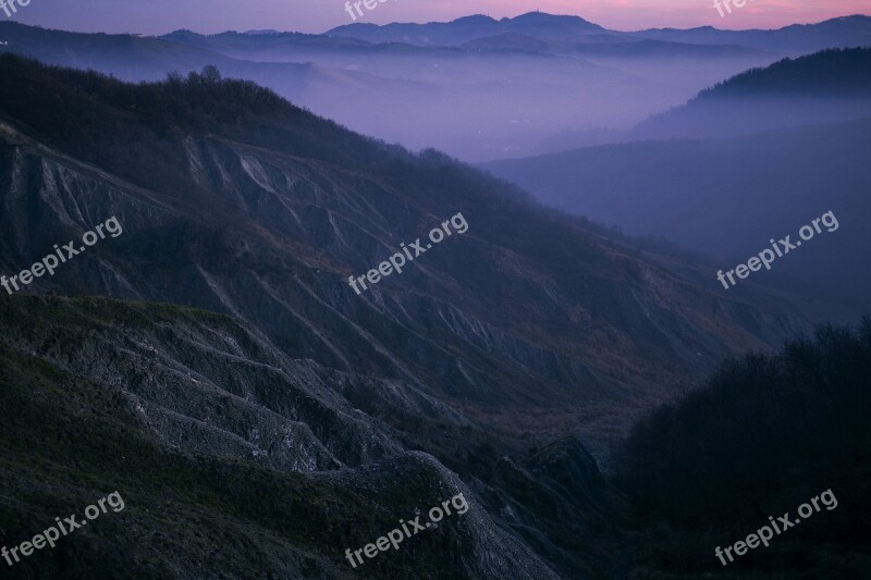 Badlands The Apennines Hill Landscape Fog