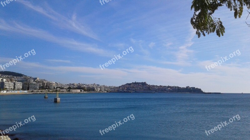 Greece Kavala Sea Scenery Water