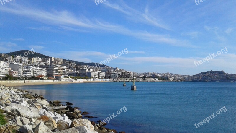 Greece Kavala Sea Beach Rocks