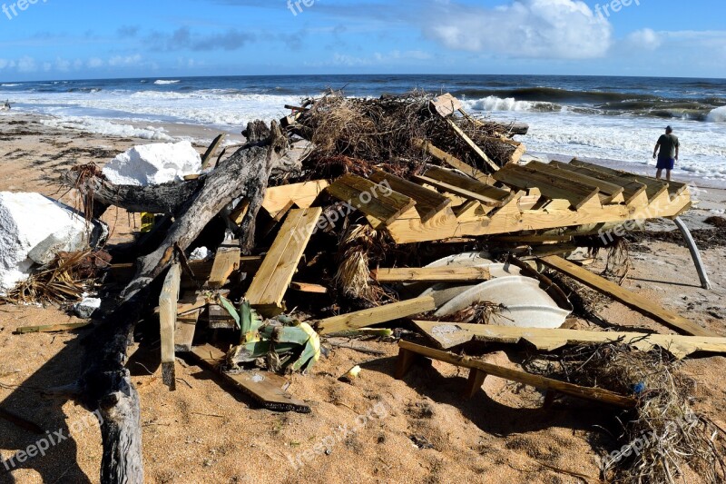 Beach Debris Cleanup Hurricane Irma Destruction Damage