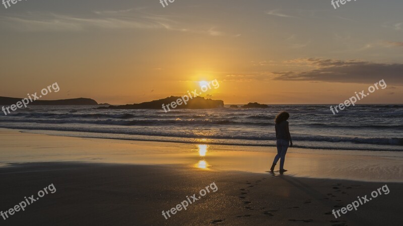 Woman Women Sun Beach Sunset