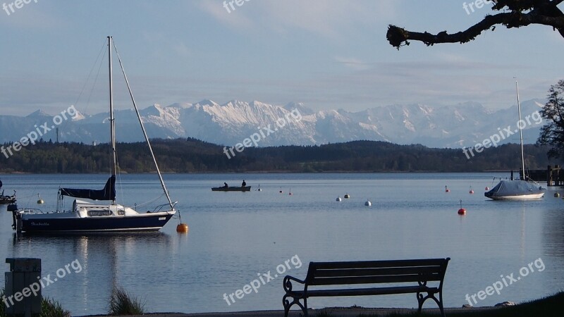 Starnberger See Bank Sailing Vessel Alpine Water