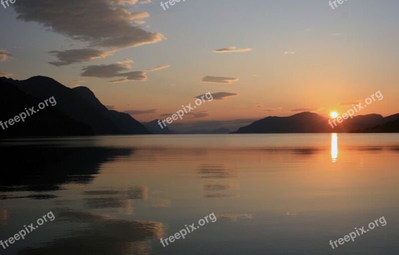 Sunset Norway Fjord Norwegian Landscape