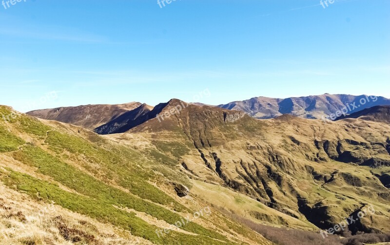 Auvergne Cantal Mountain Landscape Cliff