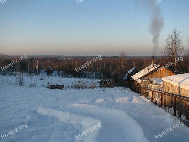 Winter Holiday Village Frost Snowdrifts Snow