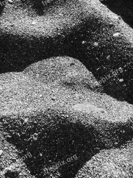 Sand Beach Gravel Black And White Free Photos