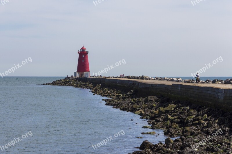 Lighthouse Sea Dublin Water Sky