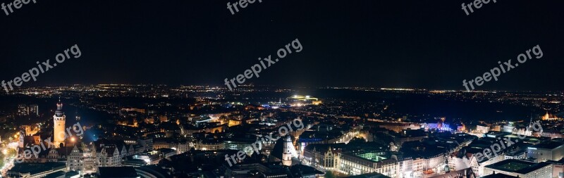 Leipzig Night City Houses Lights