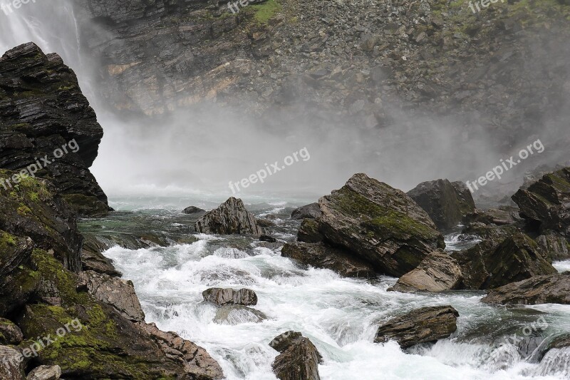 Waterfall Fog Landscape Ghostly Haze