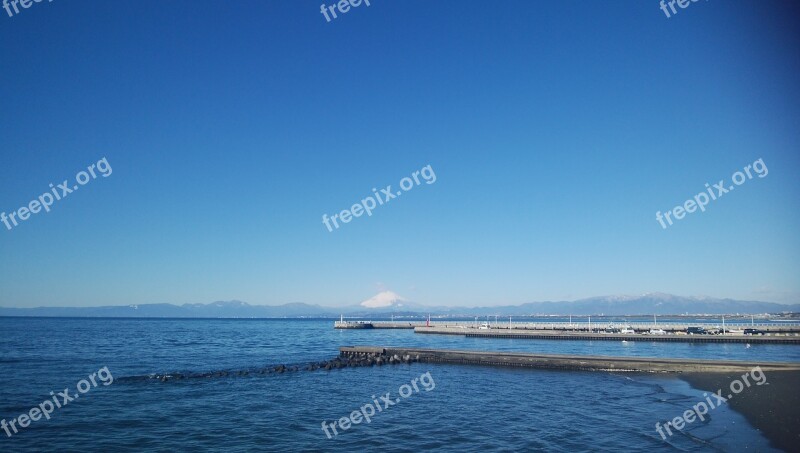 Mt Fuji Blue Sky Sea Free Photos