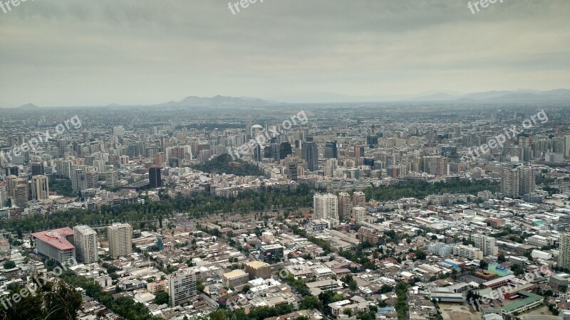 Santiago De Chile Landscape City Cordillera Building