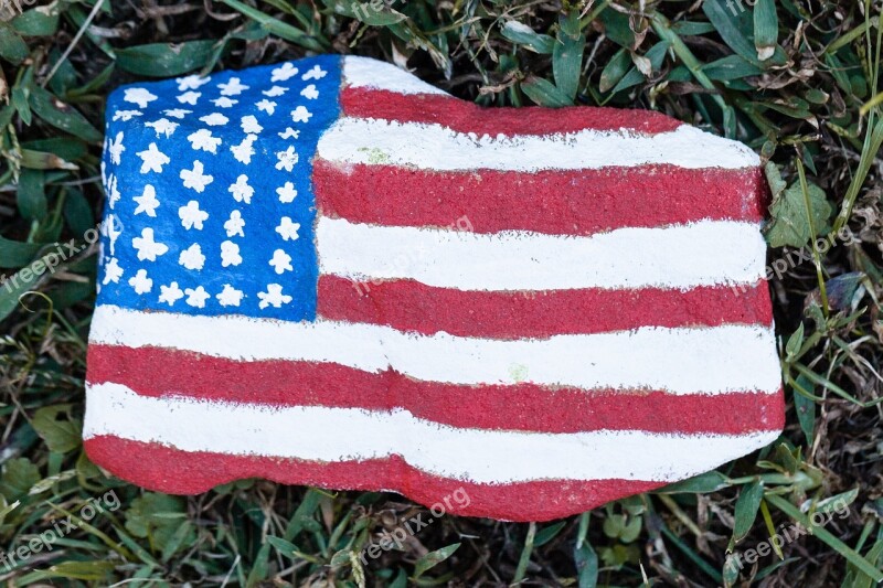 Usa United States Rock Painted Rock Painted