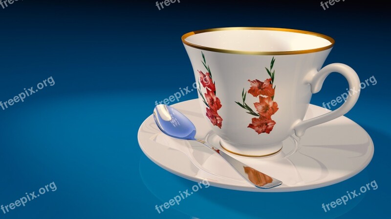 Tea Cup Teaspoon Saucer 3d Model Free Photos