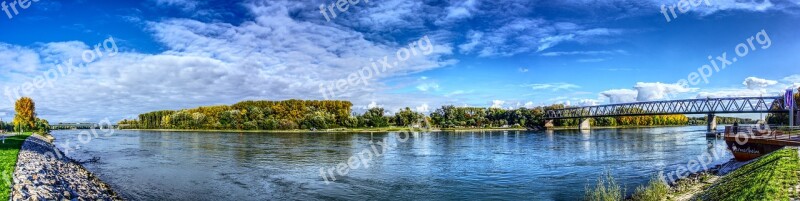 Rhine River Bank Panorama Sky