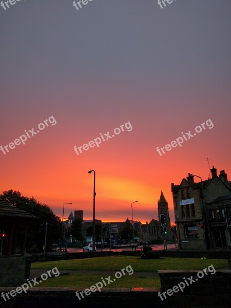 Sunrise Orange Sky Landscape Sky Clouds