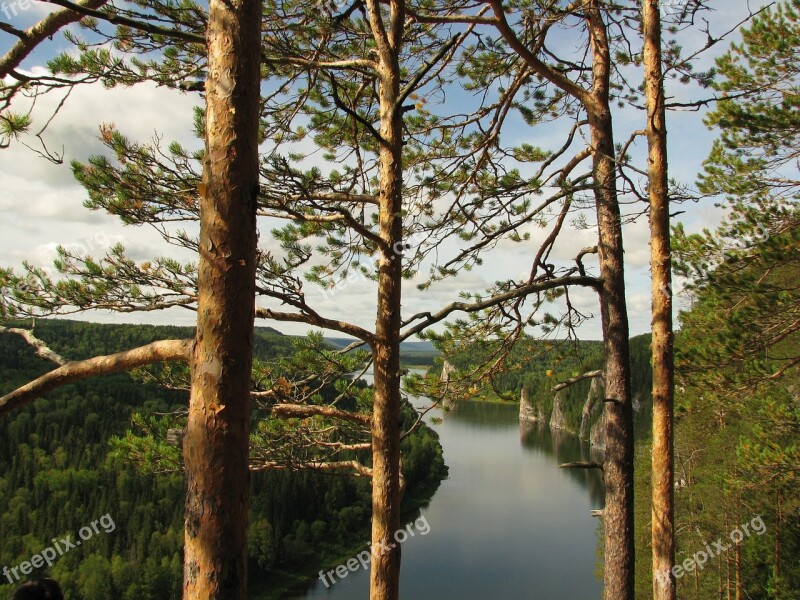 The Vishera River Height Rocks Forest Travel