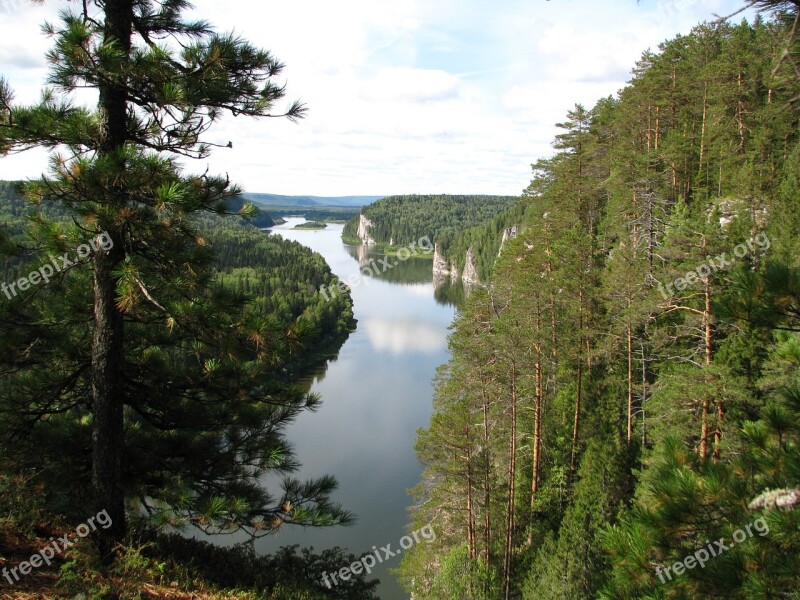 The Vishera River Height Rocks Forest Travel