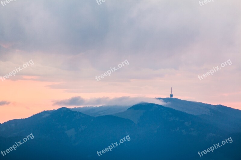 Tv Tower Mountains Morning Fog Hike