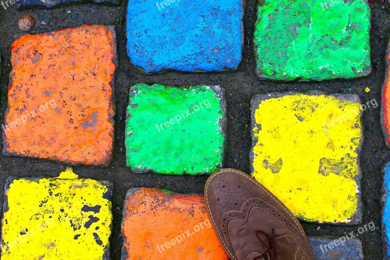 Paving Stones Pedestrian Zone Shoe Color Free Photos