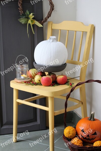 Pumpkin Autumn Apples Chair Vegetables